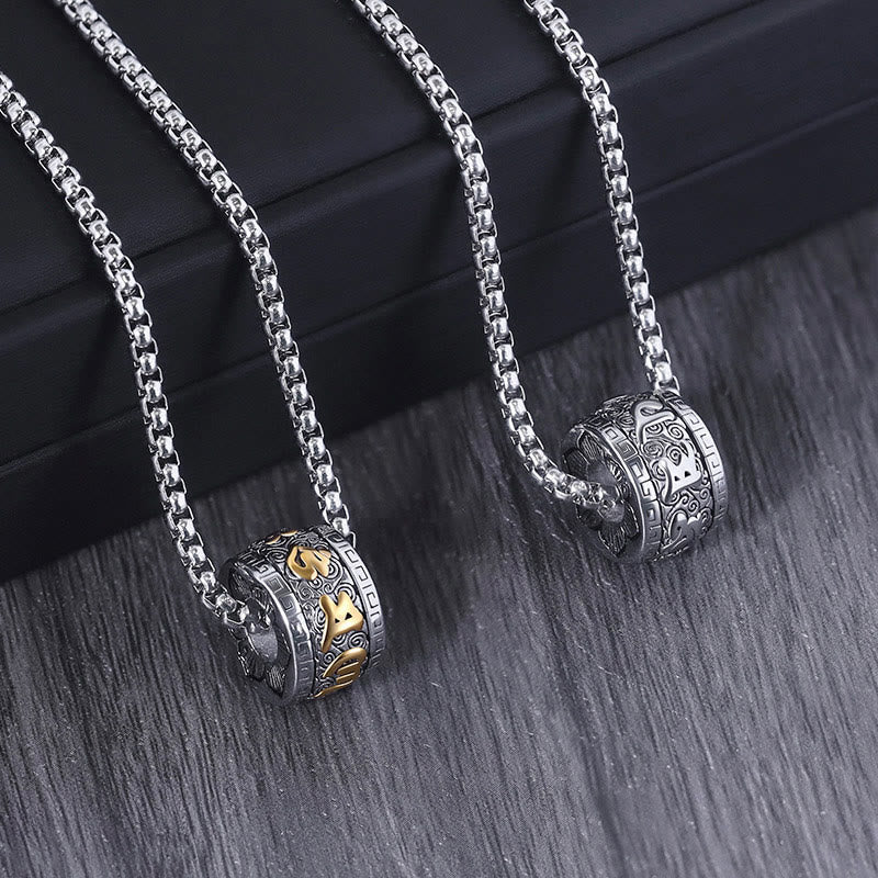 BWOOOH Tibetan Om Mani Padme Hum Titanium Steel Peace Necklace Pendant