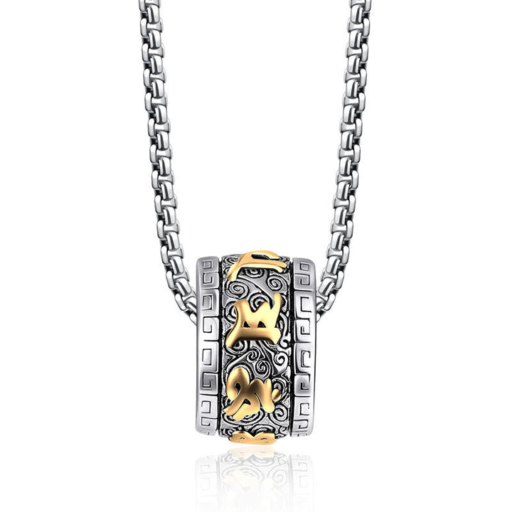 BWOOOH Tibetan Om Mani Padme Hum Titanium Steel Peace Necklace Pendant