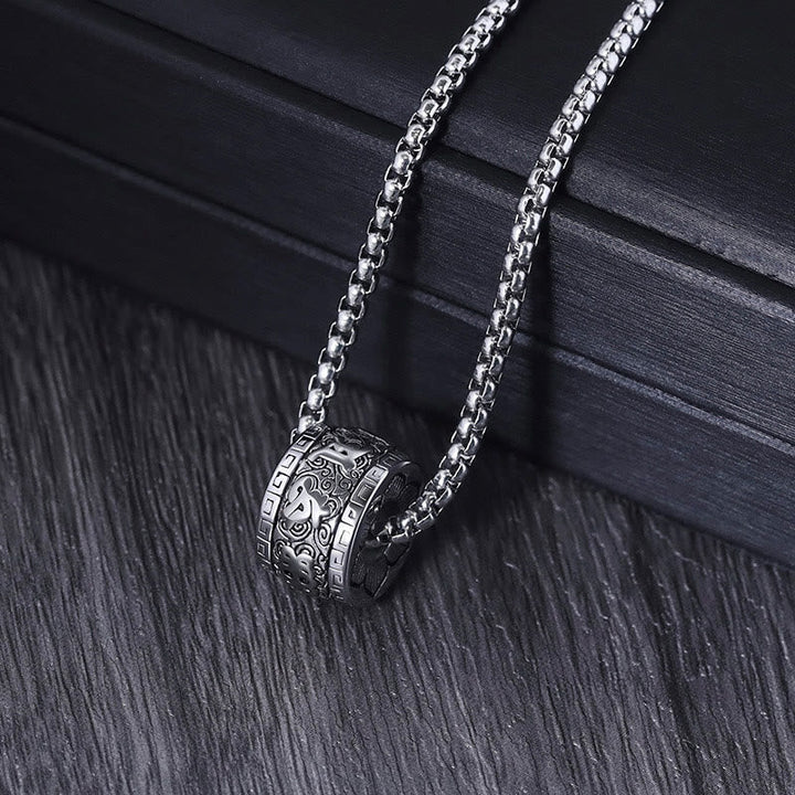 BWOOOH Tibetan Om Mani Padme Hum Titanium Steel Peace Necklace Pendant