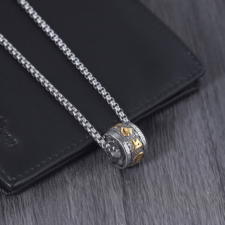 BWOOOH Tibetan Om Mani Padme Hum Titanium Steel Peace Necklace Pendant