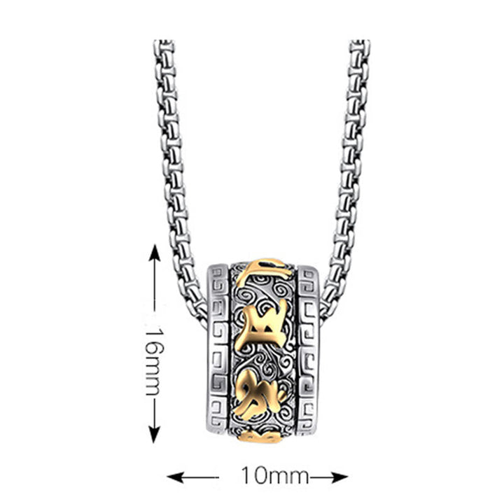 BWOOOH Tibetan Om Mani Padme Hum Titanium Steel Peace Necklace Pendant