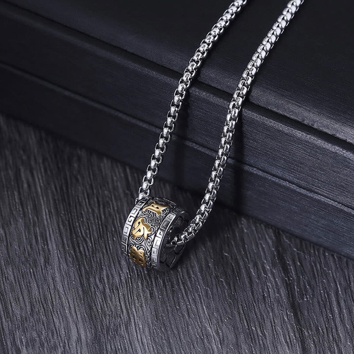 BWOOOH Tibetan Om Mani Padme Hum Titanium Steel Peace Necklace Pendant