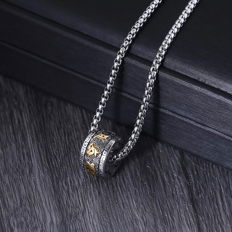 BWOOOH Tibetan Om Mani Padme Hum Titanium Steel Peace Necklace Pendant