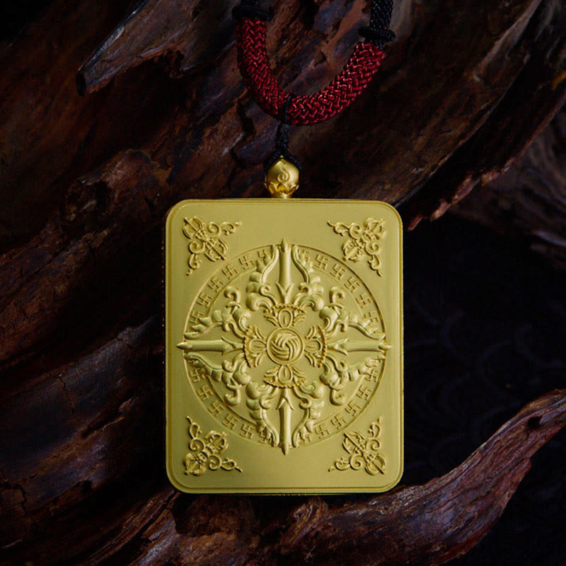 BWOOOH Tibetan Zakiram Nine Tailed Fox Yellow God of Wealth Painted Thangka Hope Necklace Pendant