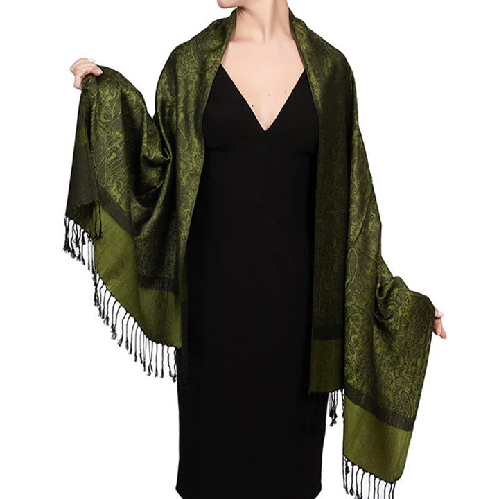 BWOOOH Tibetan Cashew Jacquard Tassels Shawl Spring Fall 