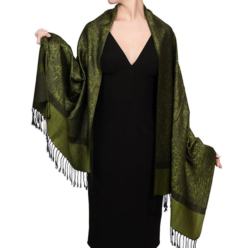 BWOOOH Tibetan Cashew Jacquard Tassels Shawl Spring Fall 