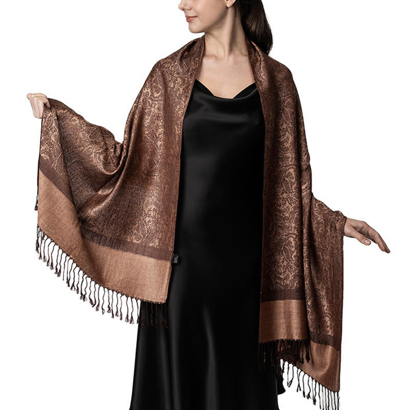 BWOOOH Tibetan Cashew Jacquard Tassels Shawl Spring Fall 