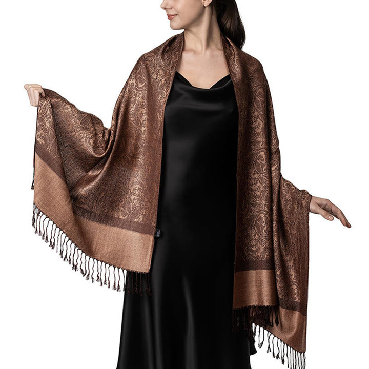 BWOOOH Tibetan Cashew Jacquard Tassels Shawl Spring Fall 