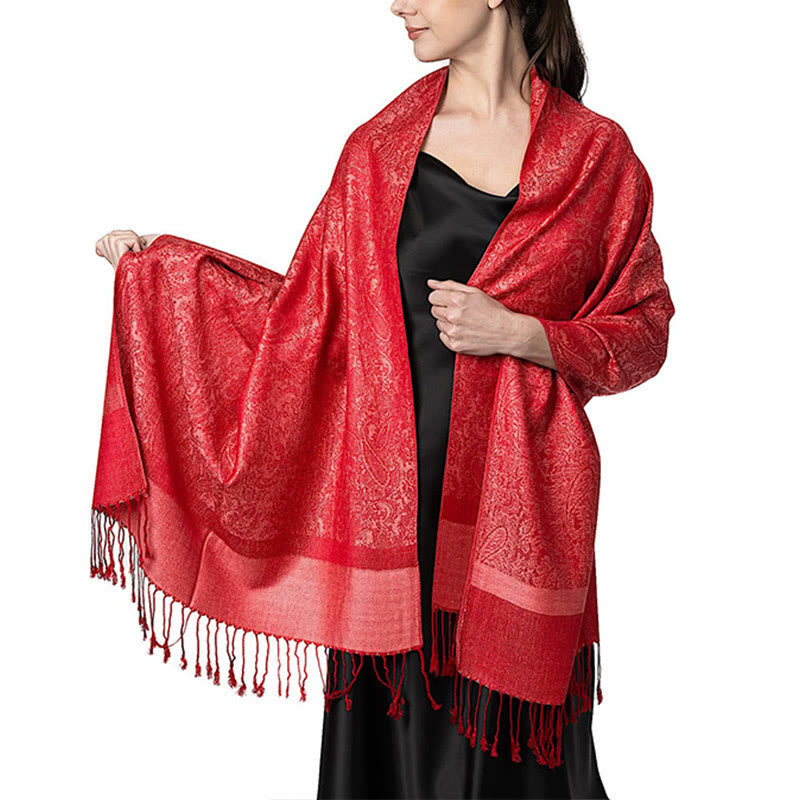 BWOOOH Tibetan Cashew Jacquard Tassels Shawl Spring Fall 