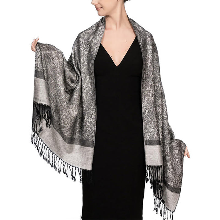 BWOOOH Tibetan Cashew Jacquard Tassels Shawl Spring Fall 