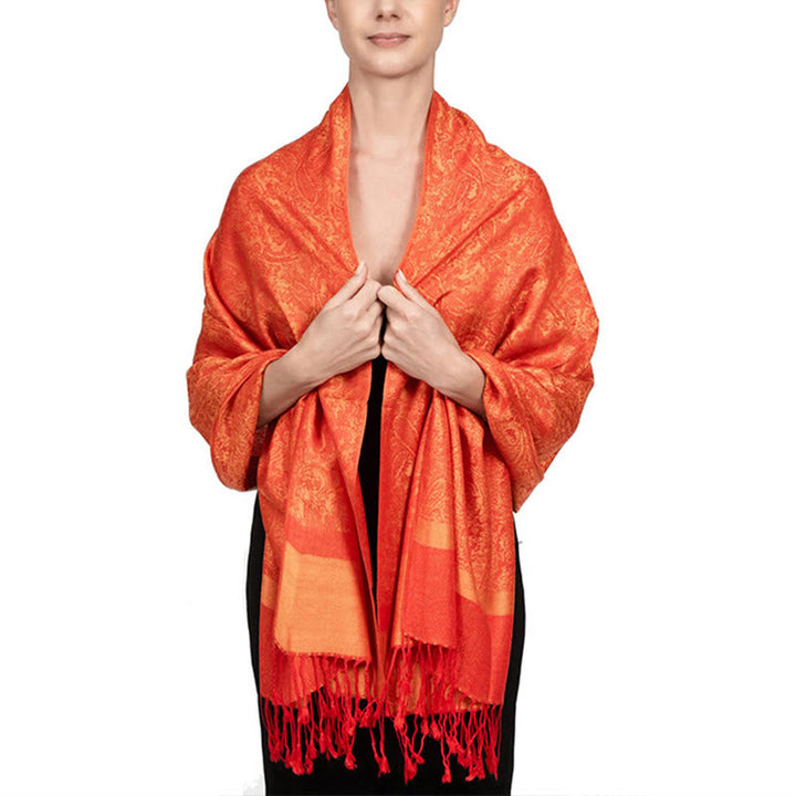 BWOOOH Tibetan Cashew Jacquard Tassels Shawl Spring Fall 