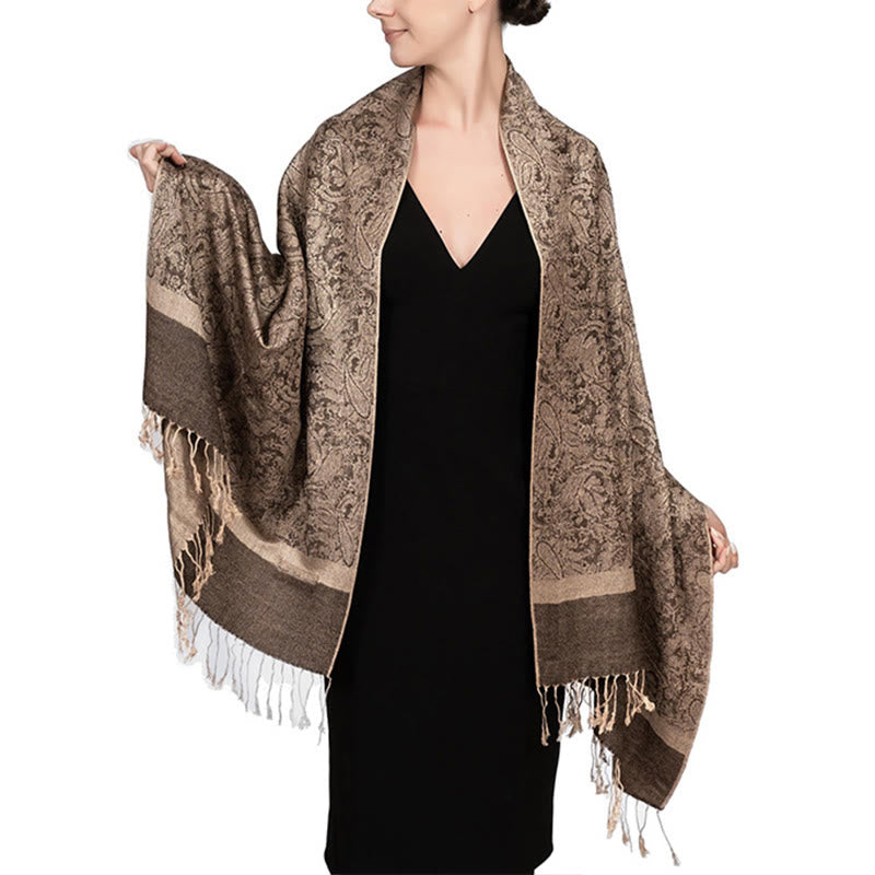 BWOOOH Tibetan Cashew Jacquard Tassels Shawl Spring Fall 