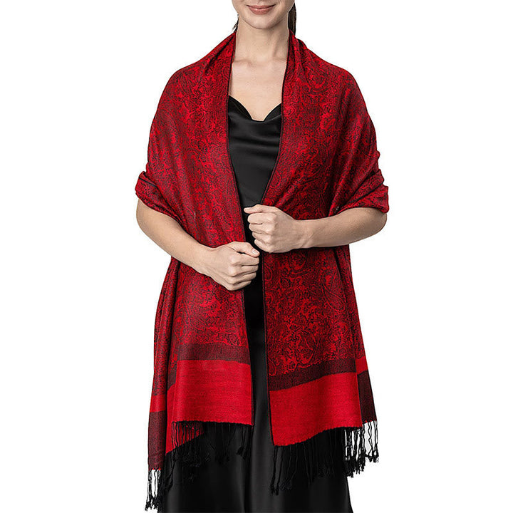 BWOOOH Tibetan Cashew Jacquard Tassels Shawl Spring Fall 