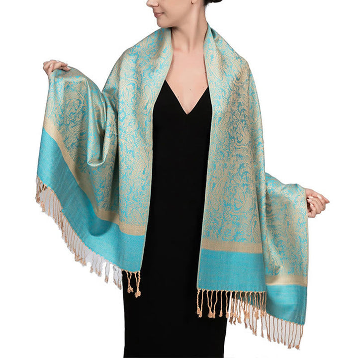 BWOOOH Tibetan Cashew Jacquard Tassels Shawl Spring Fall 
