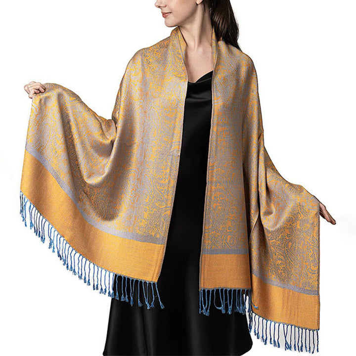 BWOOOH Tibetan Cashew Jacquard Tassels Shawl Spring Fall 