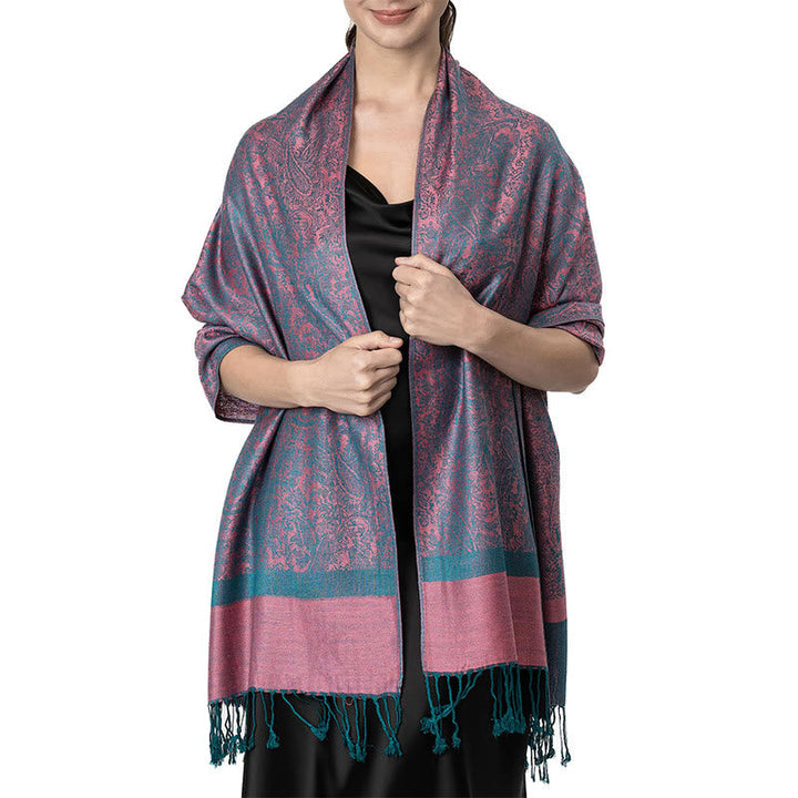 BWOOOH Tibetan Cashew Jacquard Tassels Shawl Spring Fall 