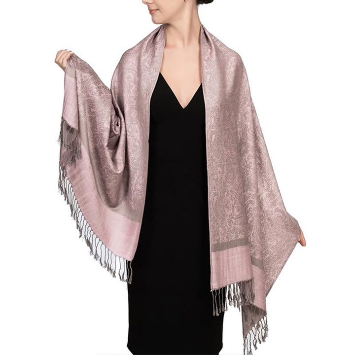 BWOOOH Tibetan Cashew Jacquard Tassels Shawl Spring Fall 