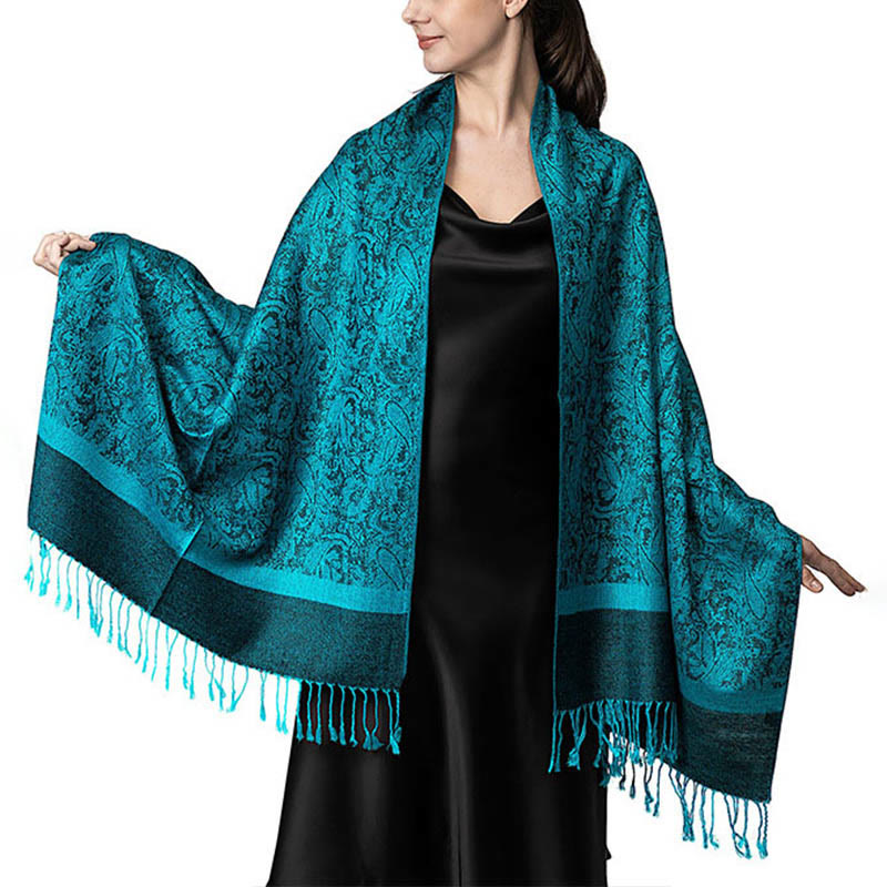 BWOOOH Tibetan Cashew Jacquard Tassels Shawl Spring Fall 