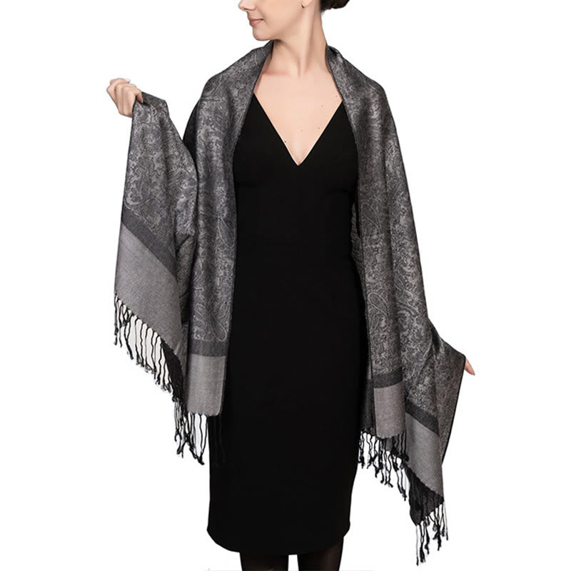 BWOOOH Tibetan Cashew Jacquard Tassels Shawl Spring Fall 