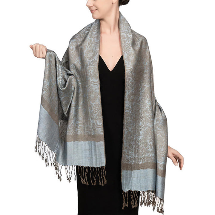 BWOOOH Tibetan Cashew Jacquard Tassels Shawl Spring Fall 
