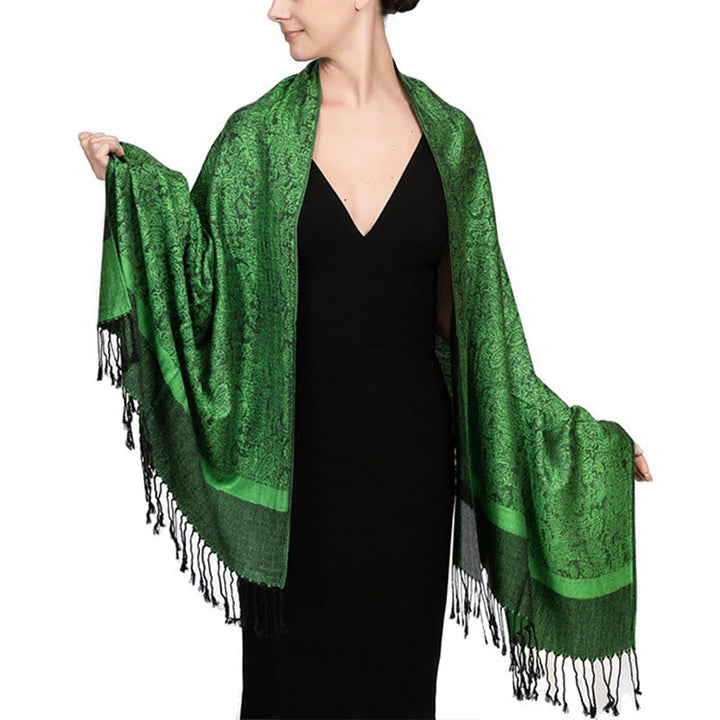 BWOOOH Tibetan Cashew Jacquard Tassels Shawl Spring Fall 