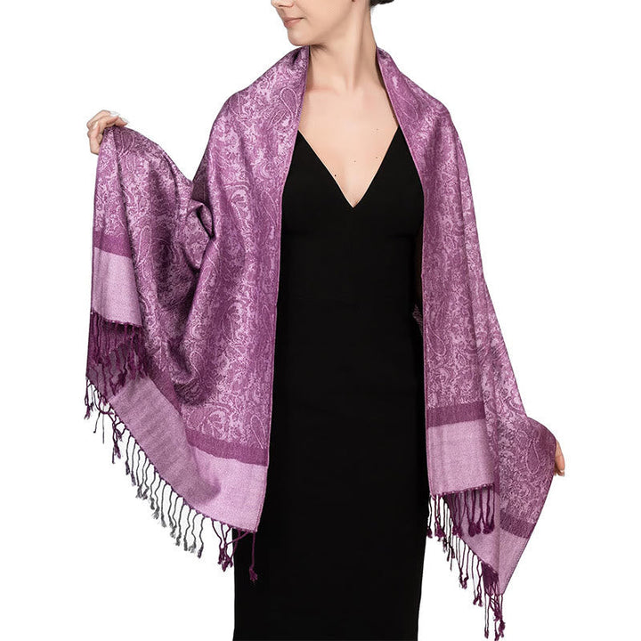 BWOOOH Tibetan Cashew Jacquard Tassels Shawl Spring Fall 