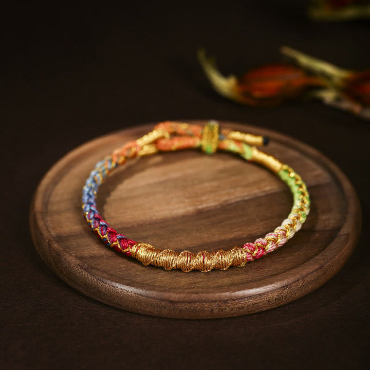 BWOOOH Tibetan Colorful Gold Thread Dragon Scale Knot Protection Braided Bracelet
