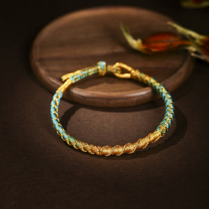 BWOOOH Tibetan Colorful Gold Thread Dragon Scale Knot Protection Braided Bracelet