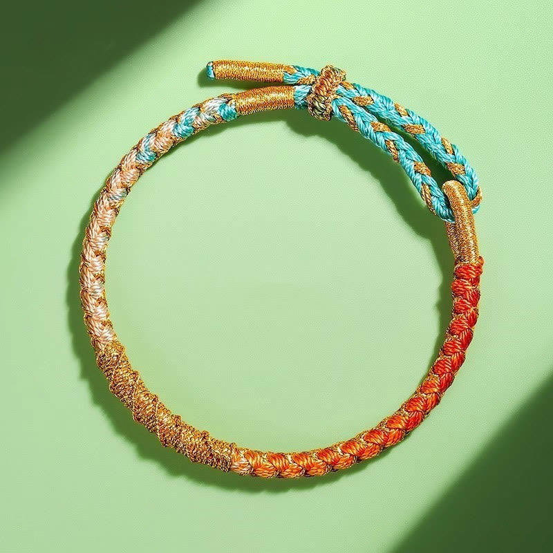 BWOOOH Tibetan Colorful Gold Thread Dragon Scale Knot Protection Braided Bracelet