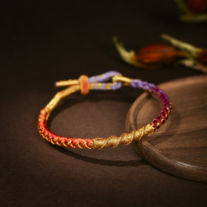 BWOOOH Tibetan Colorful Gold Thread Dragon Scale Knot Protection Braided Bracelet