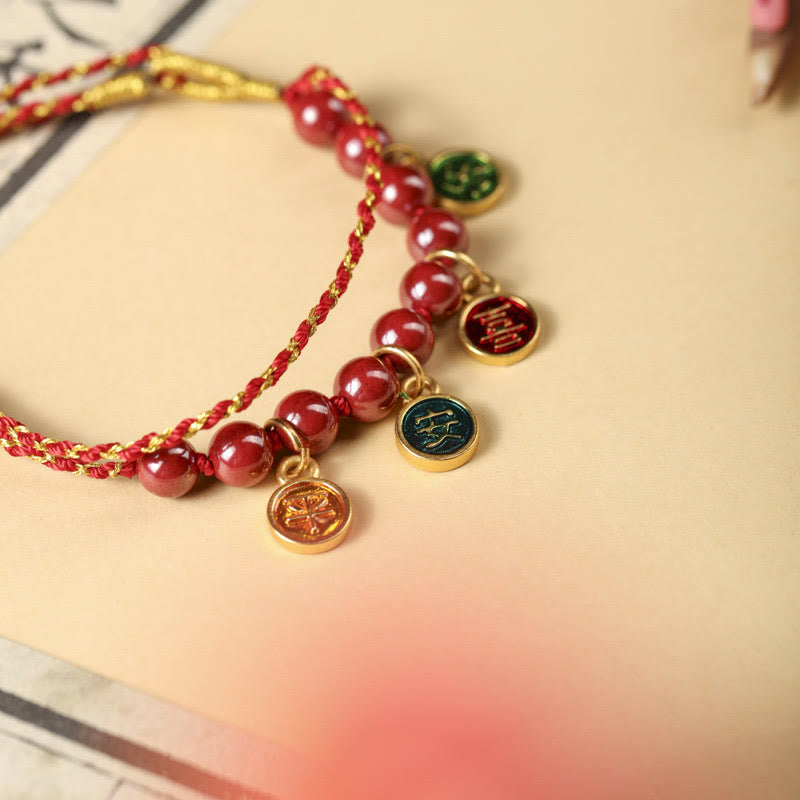 BWOOOH Cinnabar Peace And Joy Red String Adjustable Blessing Braided Bracelet