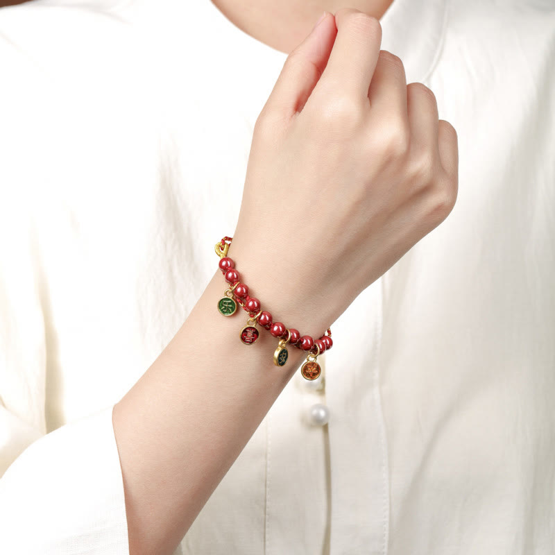 BWOOOH Cinnabar Peace And Joy Red String Adjustable Blessing Braided Bracelet