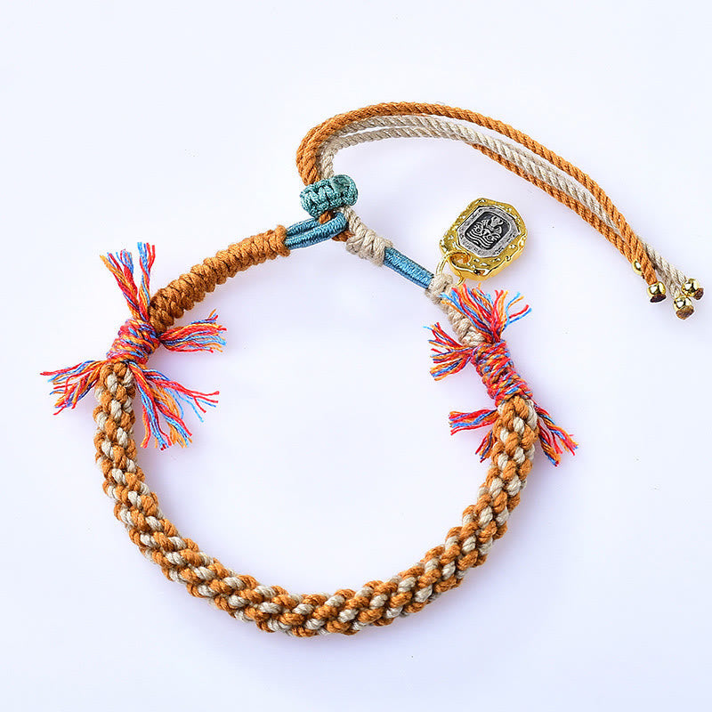 BWOOOH Tibetan Colored Rope Zakiram Goddess Of Wealth Adjustable Protection Bracelet