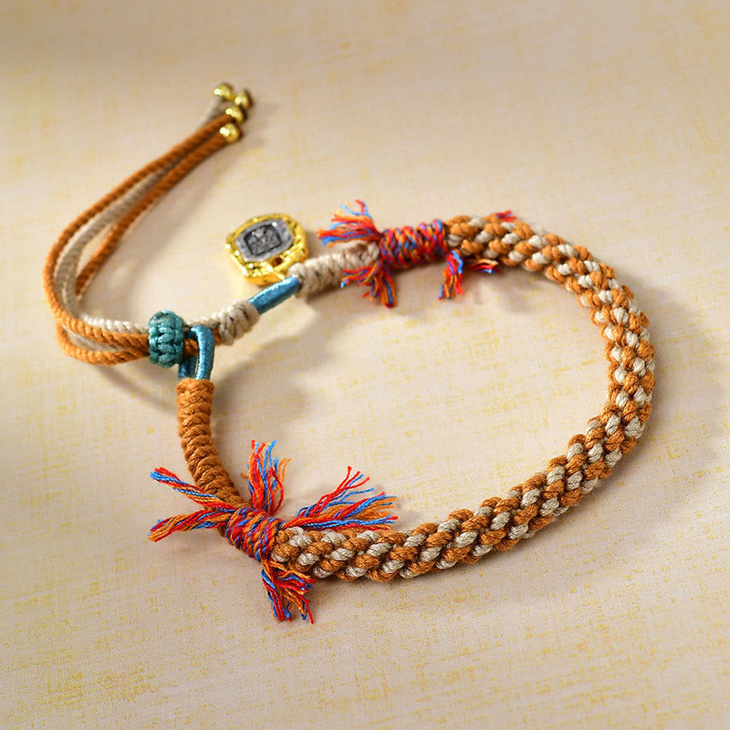 BWOOOH Tibetan Colored Rope Zakiram Goddess Of Wealth Adjustable Protection Bracelet