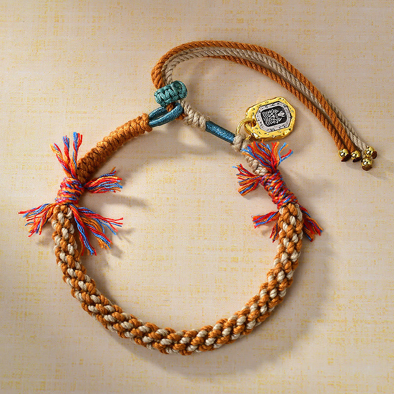 BWOOOH Tibetan Colored Rope Zakiram Goddess Of Wealth Adjustable Protection Bracelet