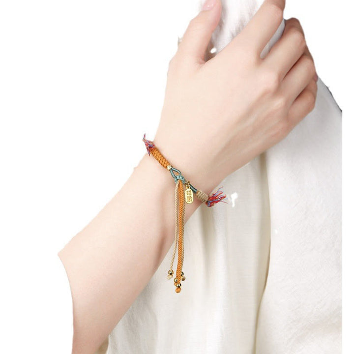 BWOOOH Tibetan Hand-woven Colored Rope Adjustable Tassels Nafu Luck Bracelet