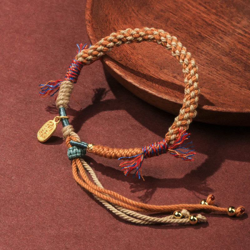 BWOOOH Tibetan Hand-woven Colored Rope Adjustable Tassels Nafu Luck Bracelet