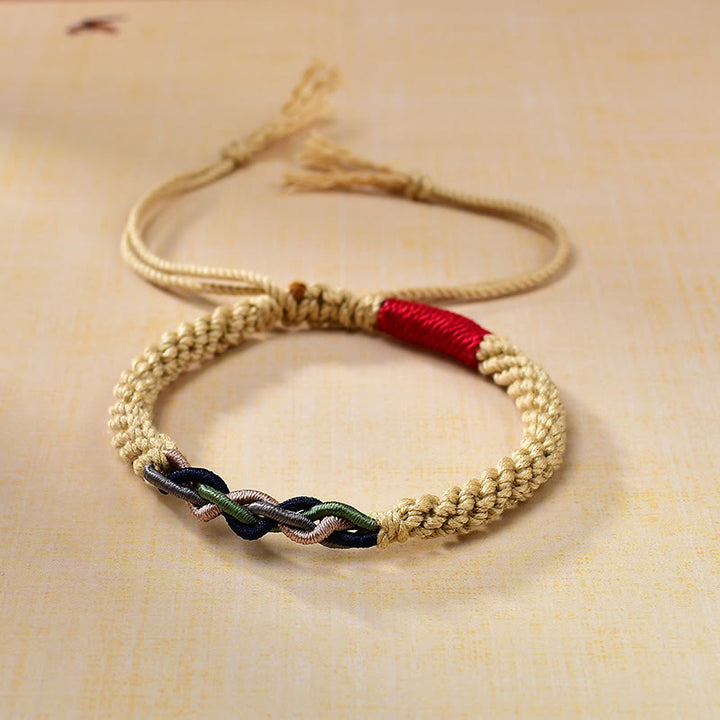 BWOOOH Tibetan Hand-rubbed Cotton Rope Luck Bracelet — natural stone Tibetan bracelet for spiritual healing and mindful li...