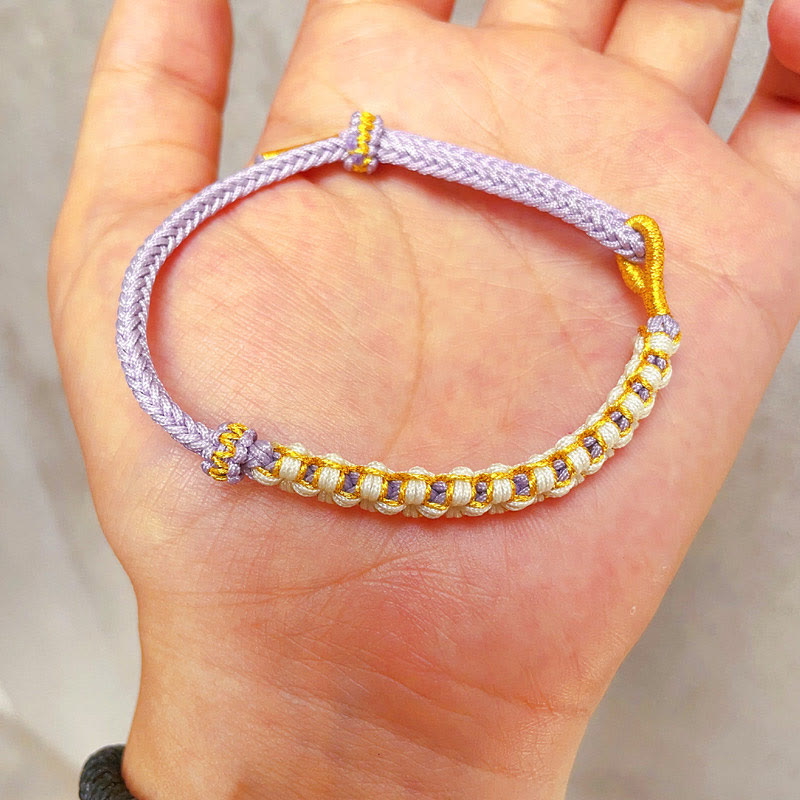 BWOOOH Tibetan Gold Thread Colorful Peach Blossom Knot Connection Braided Bracelet