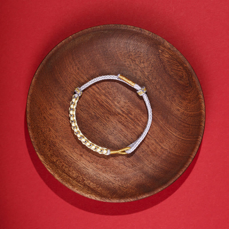 BWOOOH Tibetan Gold Thread Colorful Peach Blossom Knot Connection Braided Bracelet
