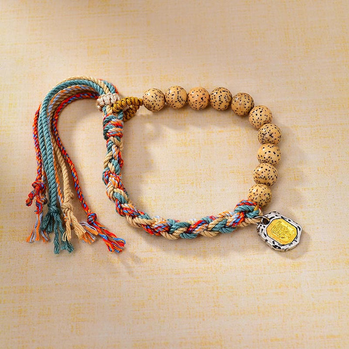 BWOOOH Tibetan Colored Rope Bodhi Seed Zakiram Goddess Of Wealth Adjustable Protection Bracelet — Bodhi Seed Tibetan brace...