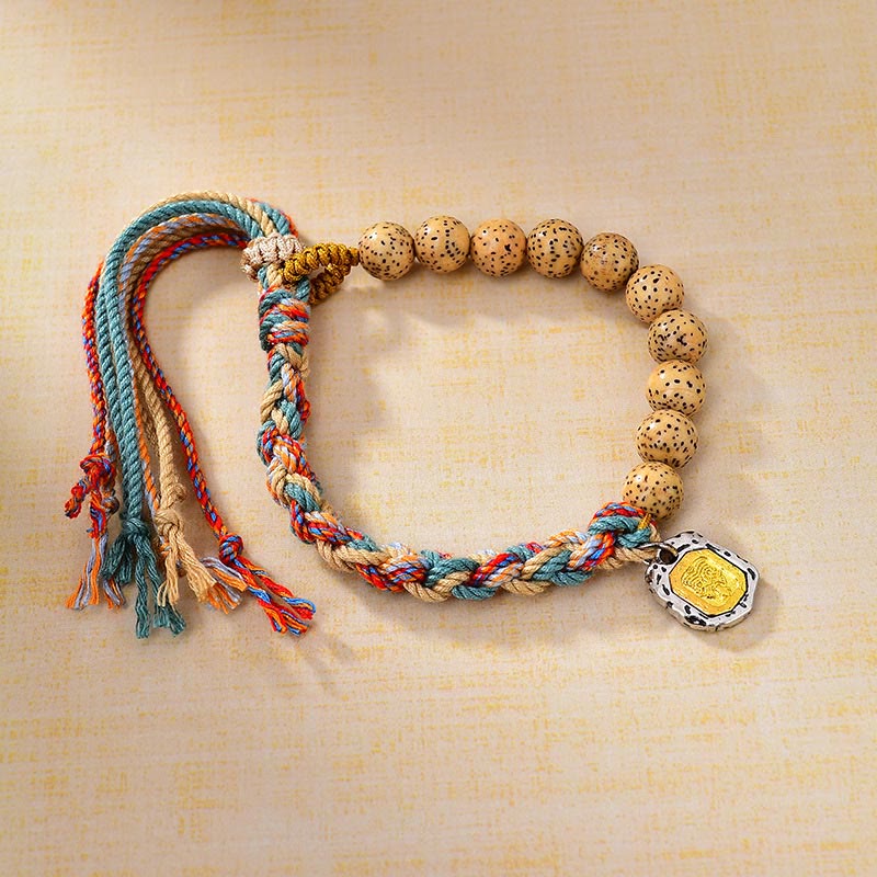 BWOOOH Tibetan Colored Rope Bodhi Seed Zakiram Goddess Of Wealth Adjustable Protection Bracelet — Bodhi Seed Tibetan brace...