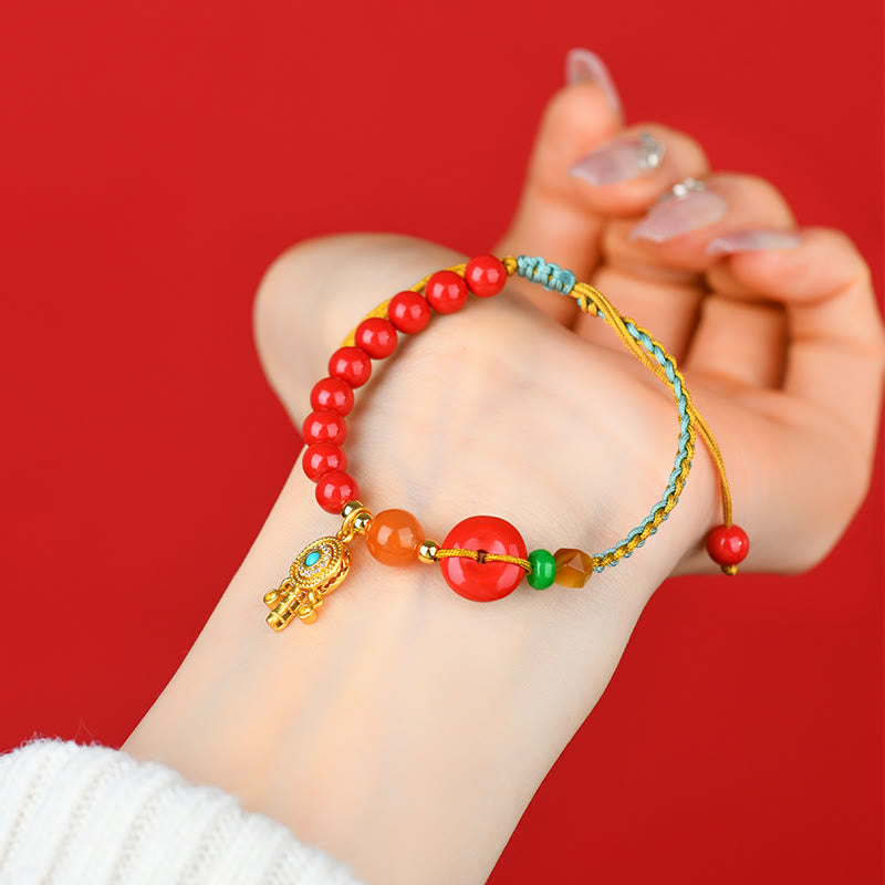 BWOOOH Cinnabar String Peace Buckle Blessing Bracelet
