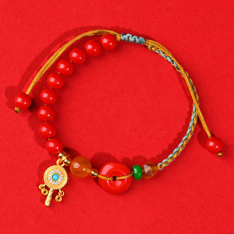 BWOOOH Cinnabar String Peace Buckle Blessing Bracelet