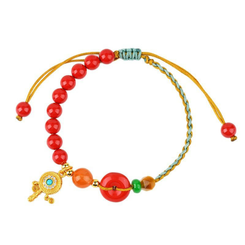 BWOOOH Cinnabar String Peace Buckle Blessing Bracelet