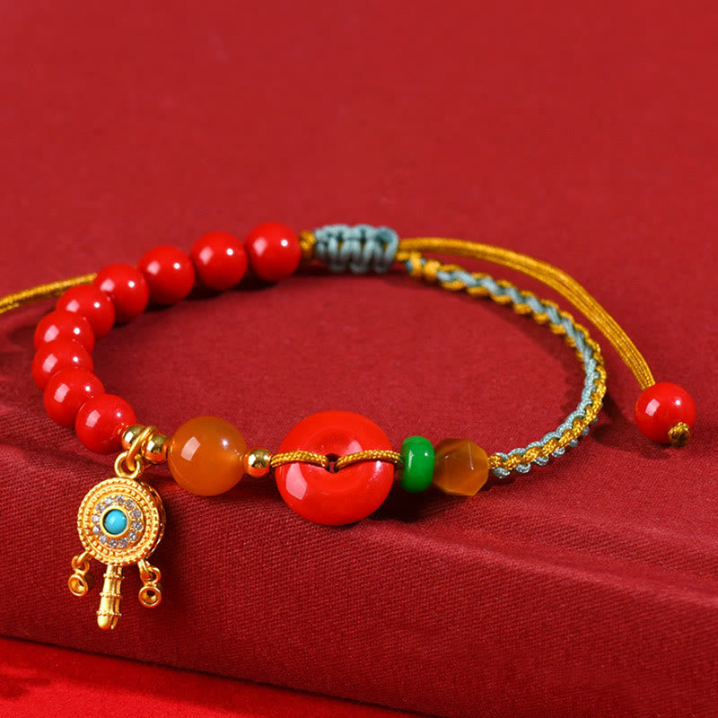 BWOOOH Cinnabar String Peace Buckle Blessing Bracelet — Cinnabar Tibetan bracelet for spiritual healing and mindful living