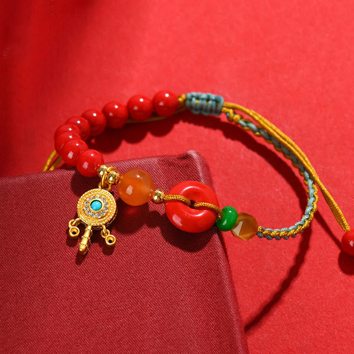BWOOOH Cinnabar String Peace Buckle Blessing Bracelet