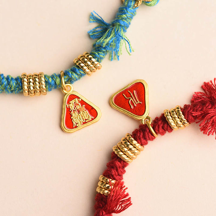 BWOOOH Tibetan String Zakiram Goddess Of Wealth Flower Tassel Protection Bracelet