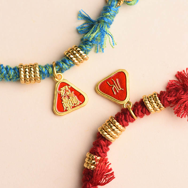 BWOOOH Tibetan String Zakiram Goddess Of Wealth Flower Tassel Protection Bracelet