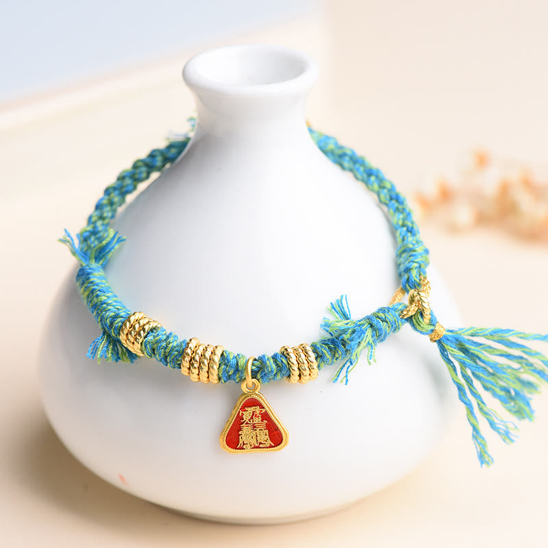 BWOOOH Tibetan String Zakiram Goddess Of Wealth Flower Tassel Protection Bracelet